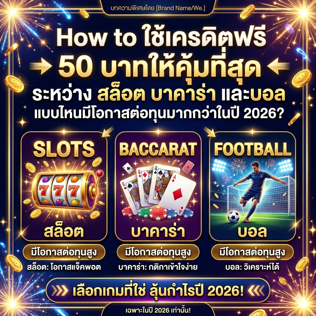 How to ใช้เครดิตฟรี 50 บาทให้คุ้มที่สุด ระหว่างสล็อต บาคาร่า และบอล แบบไหนมีโอกาสต่อทุนมากกว่าในปี 2026?