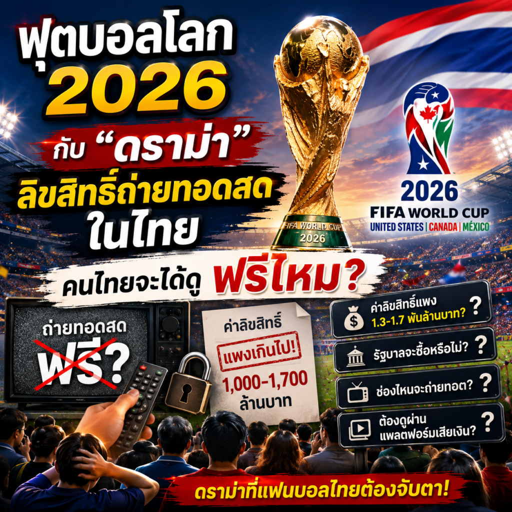 ฟุตบอลโลก 2026 กับ “ดราม่าลิขสิทธิ์ถ่ายทอดสดในไทย” คนไทยจะได้ดูฟรีไหม?