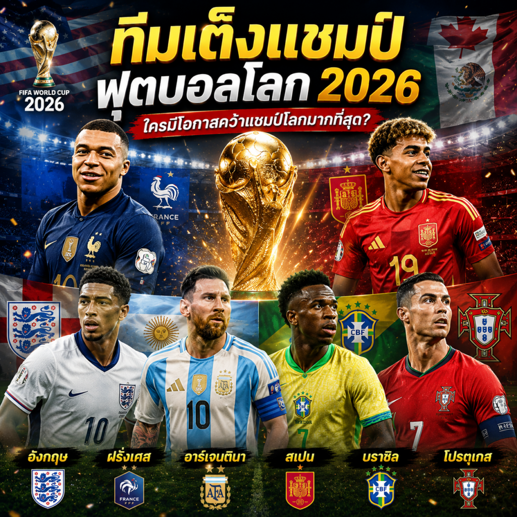 ทีมเต็งแชมป์ฟุตบอลโลก 2026 ล่าสุด | ใครมีโอกาสคว้าแชมป์โลกมากที่สุด?