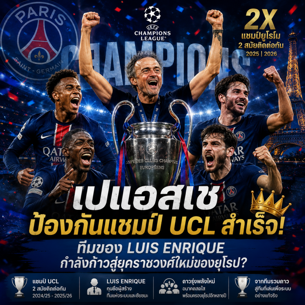เปแอสเชป้องกันแชมป์ UCL สำเร็จ! ทีมของ Luis Enrique กำลังก้าวสู่ยุคราชวงศ์ใหม่ของยุโรป?