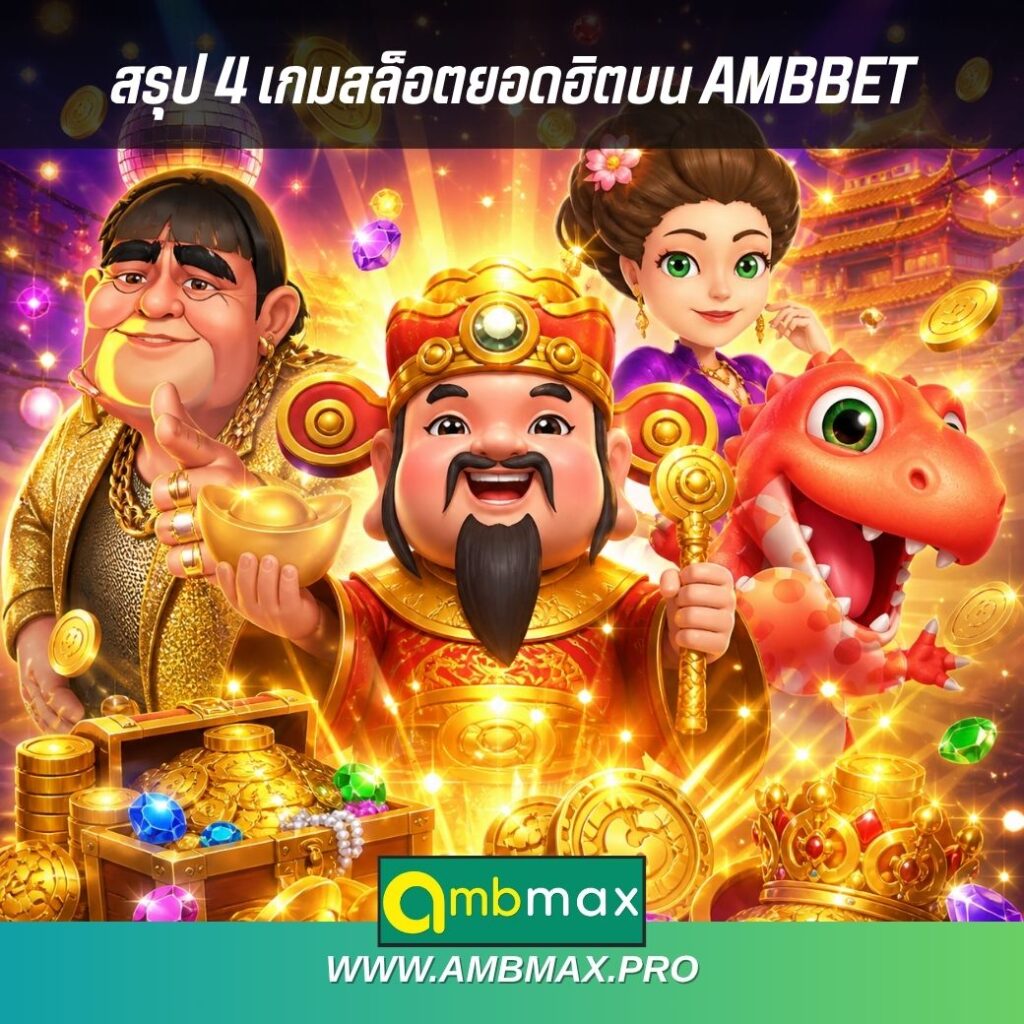 สรุป 4 เกมสล็อตยอดฮิตบน AMBBET ประจำเดือนเมษายน 2026 แตกแรง RTP สูง สายสล็อตห้ามพลาด