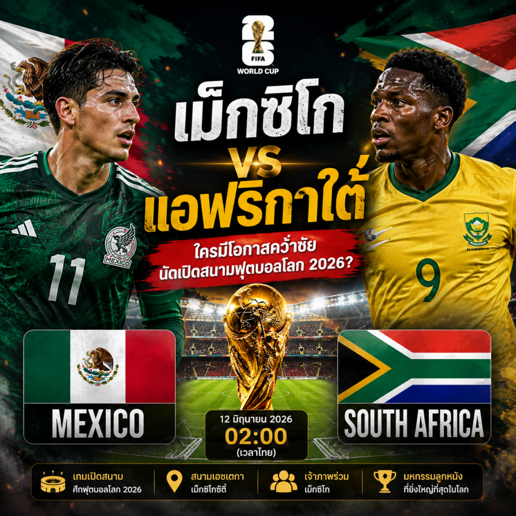 เม็กซิโก vs แอฟริกาใต้ ใครมีโอกาสคว้าชัยนัดเปิดสนามฟุตบอลโลก 2026? วิเคราะห์ก่อนเกมแบบเจาะลึก