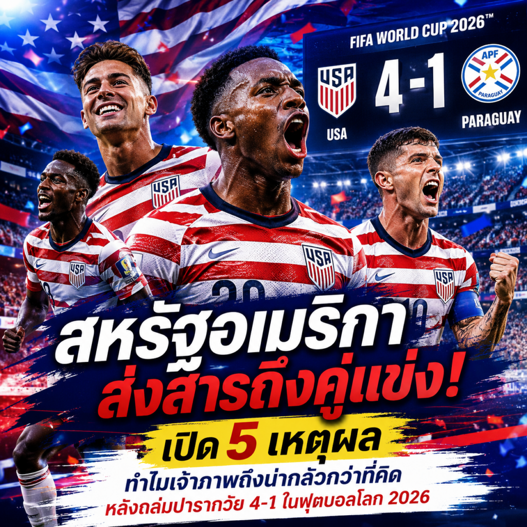 สหรัฐอเมริกาส่งสารถึงคู่แข่ง! เปิด 5 เหตุผลที่ทำไมเจ้าภาพถึงน่ากลัวกว่าที่คิด หลังถล่มปารากวัย 4-1 ในฟุตบอลโลก 2026
