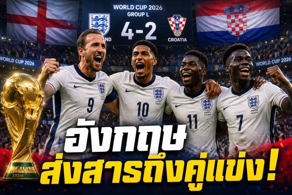 อังกฤษส่งสารถึงคู่แข่ง! วิเคราะห์เกมถล่มโครเอเชีย 4-2 กับสัญญาณลุ้นแชมป์โลก 2026