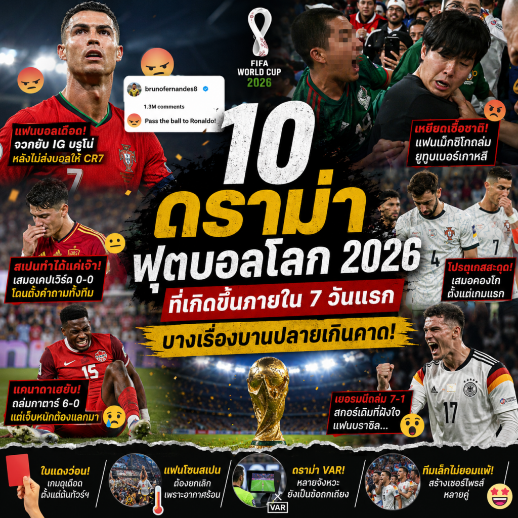 10 ดราม่าฟุตบอลโลก 2026 ที่เกิดขึ้นภายใน 7 วันแรก บางเรื่องบานปลายเกินคาด