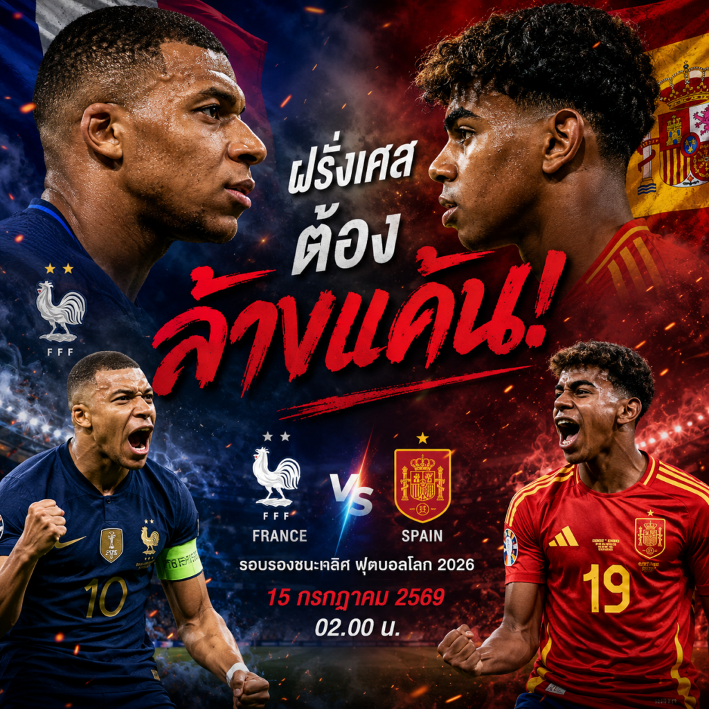 ฝรั่งเศสต้องล้างแค้น! หลังแพ้สเปนในทัวร์นาเมนต์ใหญ่ 2 ครั้งติด ฟุตบอลโลก 2026 จะเปลี่ยนประวัติศาสตร์หรือไม่?