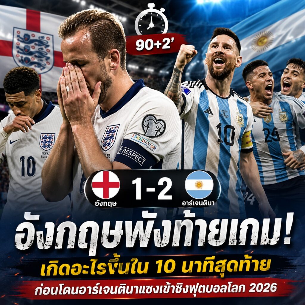 อังกฤษพังท้ายเกม! เกิดอะไรขึ้นใน 10 นาทีสุดท้าย ก่อนโดนอาร์เจนตินาแซงเข้าชิงฟุตบอลโลก 2026