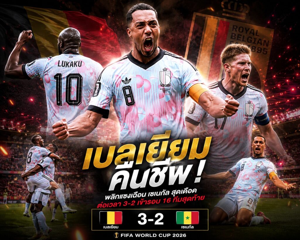 เบลเยียมคืนชีพ! วิเคราะห์เกมต่อเวลาสุดเดือดเฉือนเซเนกัล 3-2 ศึกฟุตบอลโลก 2026