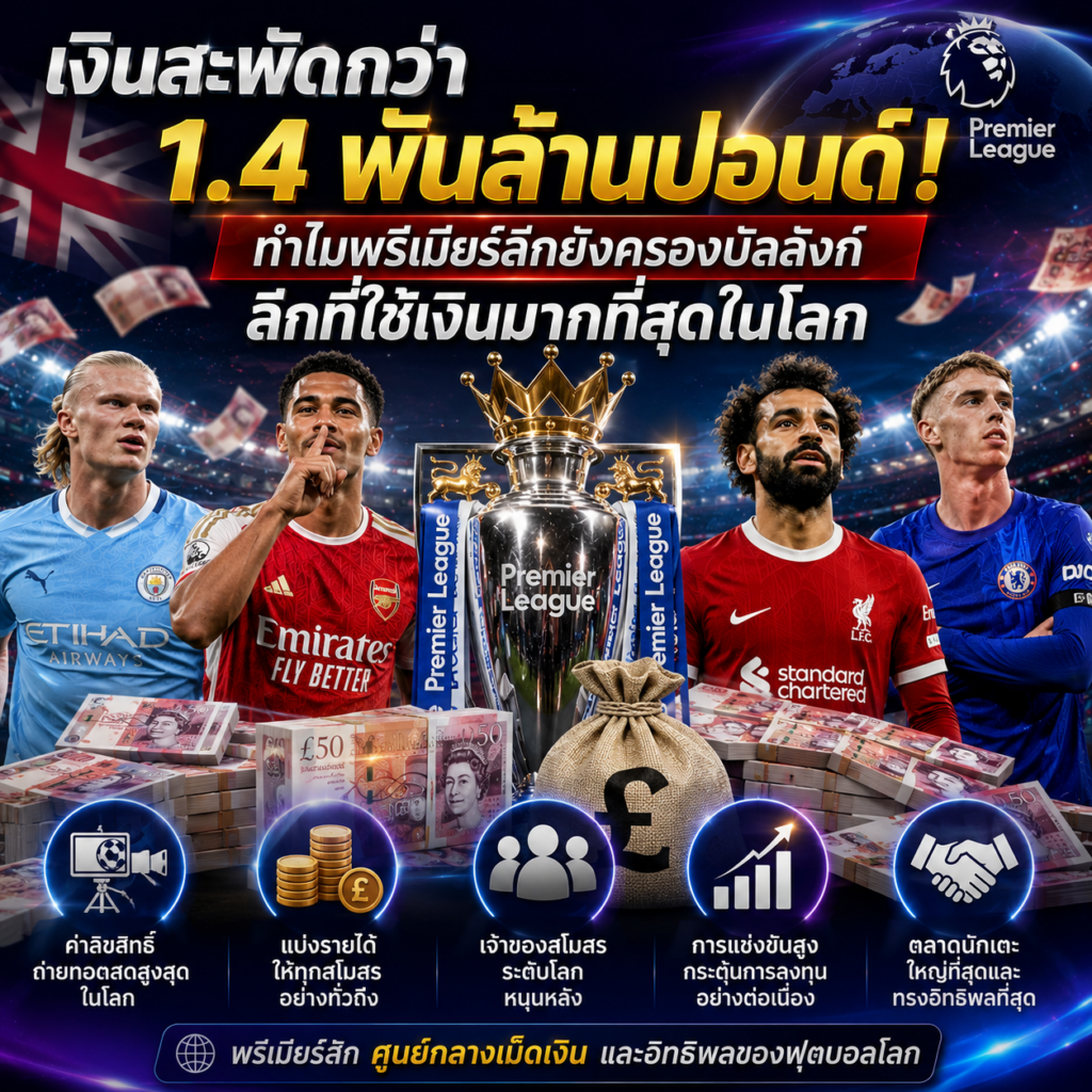 เงินสะพัดกว่า 1.4 พันล้านปอนด์! ทำไมพรีเมียร์ลีกยังครองบัลลังก์ลีกที่ใช้เงินมากที่สุดในโลก