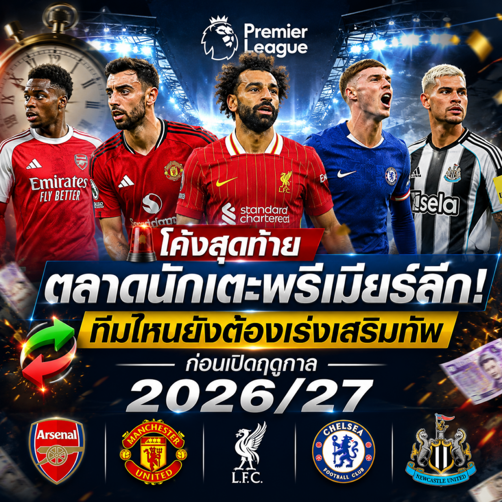 โค้งสุดท้ายตลาดนักเตะพรีเมียร์ลีก! ทีมไหนยังต้องเร่งเสริมทัพก่อนเปิดฤดูกาล 2026/27
