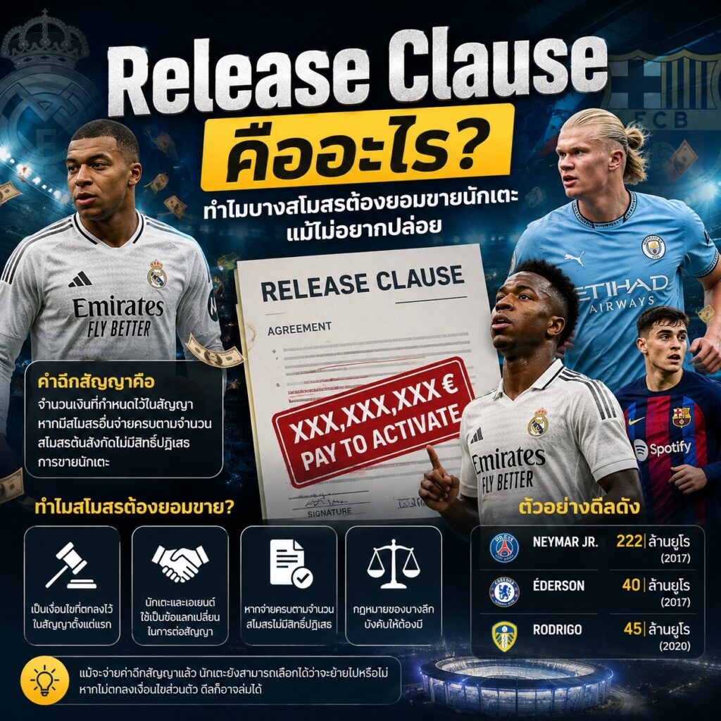 Release Clause คืออะไร? ทำไมบางสโมสรต้องยอมขายนักเตะ แม้ไม่อยากปล่อย
