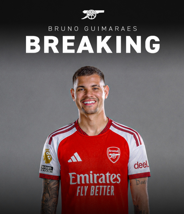 Arsenal ตกลงคว้า Bruno Guimarães 75 ล้านปอนด์! ดีลนี้จะเปลี่ยนแผงกลางและการลุ้นแชมป์อย่างไร?